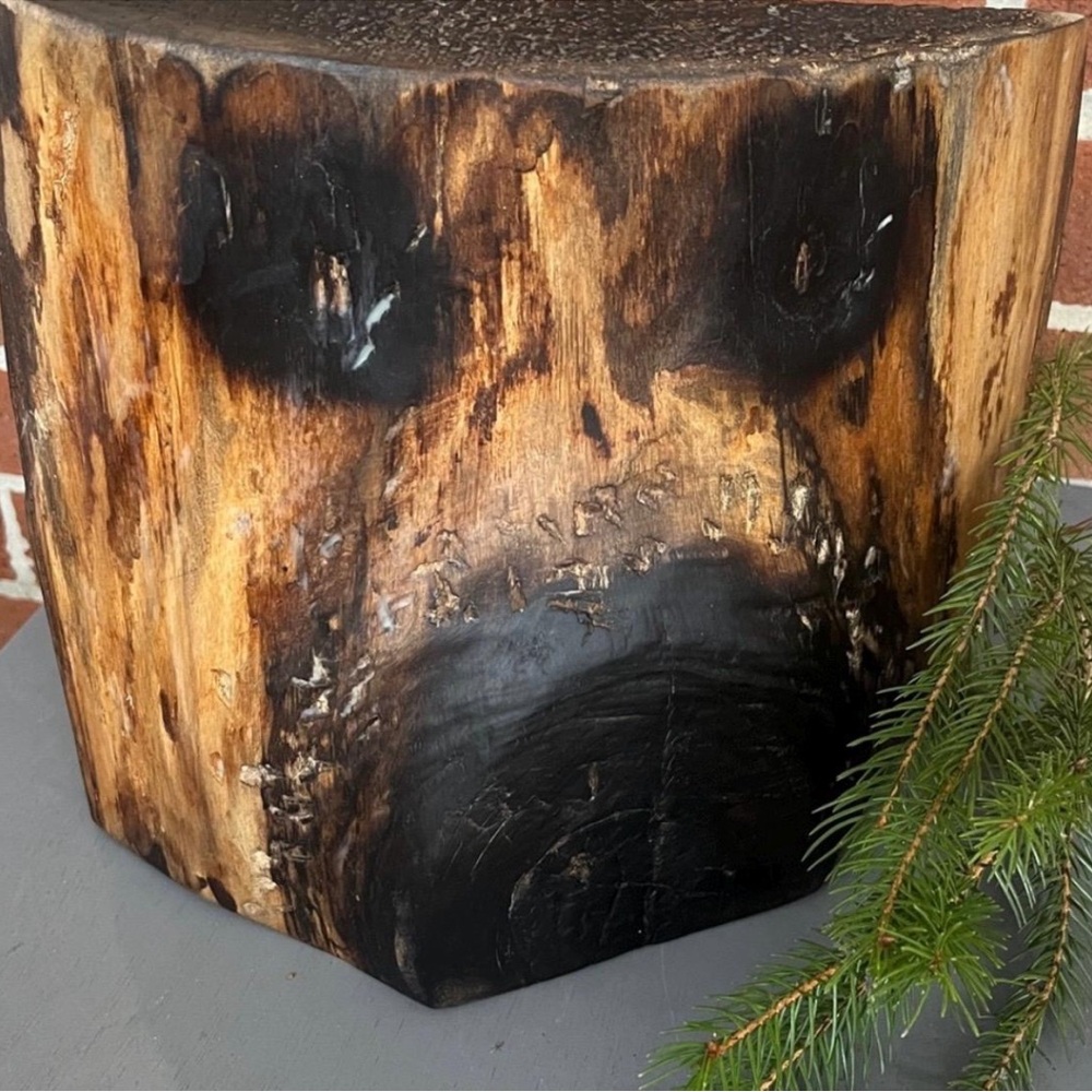 Unique Bear Face From Reclaimed Wooden Log Shelf Sitter Decor Free Standing